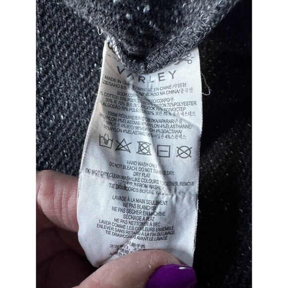 Varley Women's Sz L Sullivan Charcoal Gray Marl Knit Pullover Sweatshirt - Picture 7 of 9
